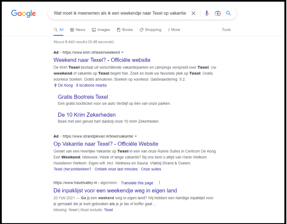zoekresultaat van google