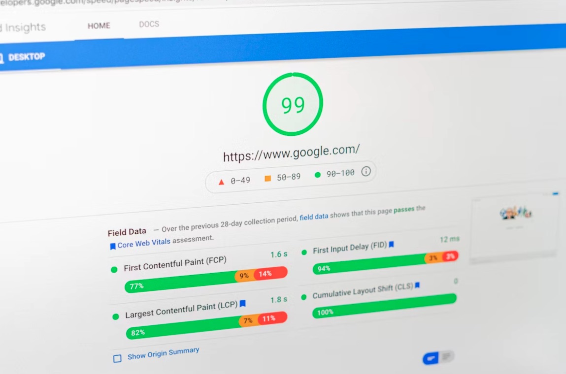 pagespeed insights prestatiescore 100