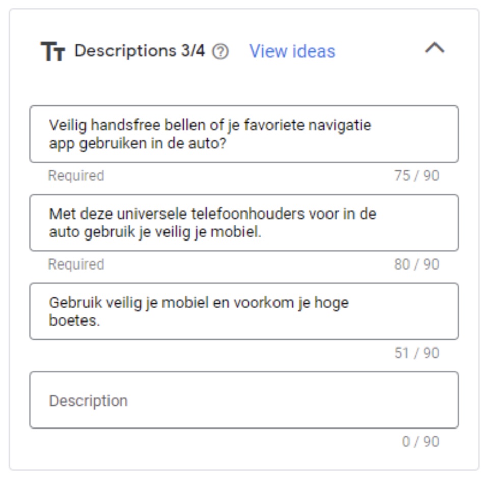 meta beschrijvingen testen met google ads