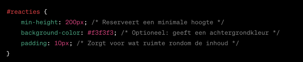 HTML code reacties