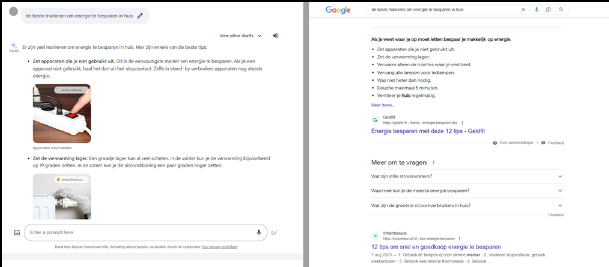 Voorbeeld van Google Gemini
